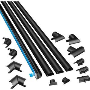 13.12ft Cord Hider Kit, 4X 1.18in (W) x 0.59in (H) x 39in Lengths - Black